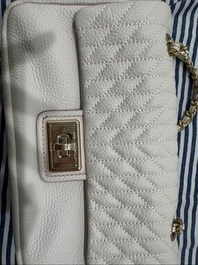 Karl Lagerfeld White Quilted Leather Shoulder Bag with Gold Hardware